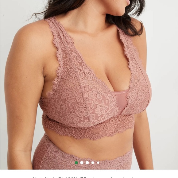 aerie Other - Aerie Eyelash Lace Padded Plunge Bralette size XL NWT